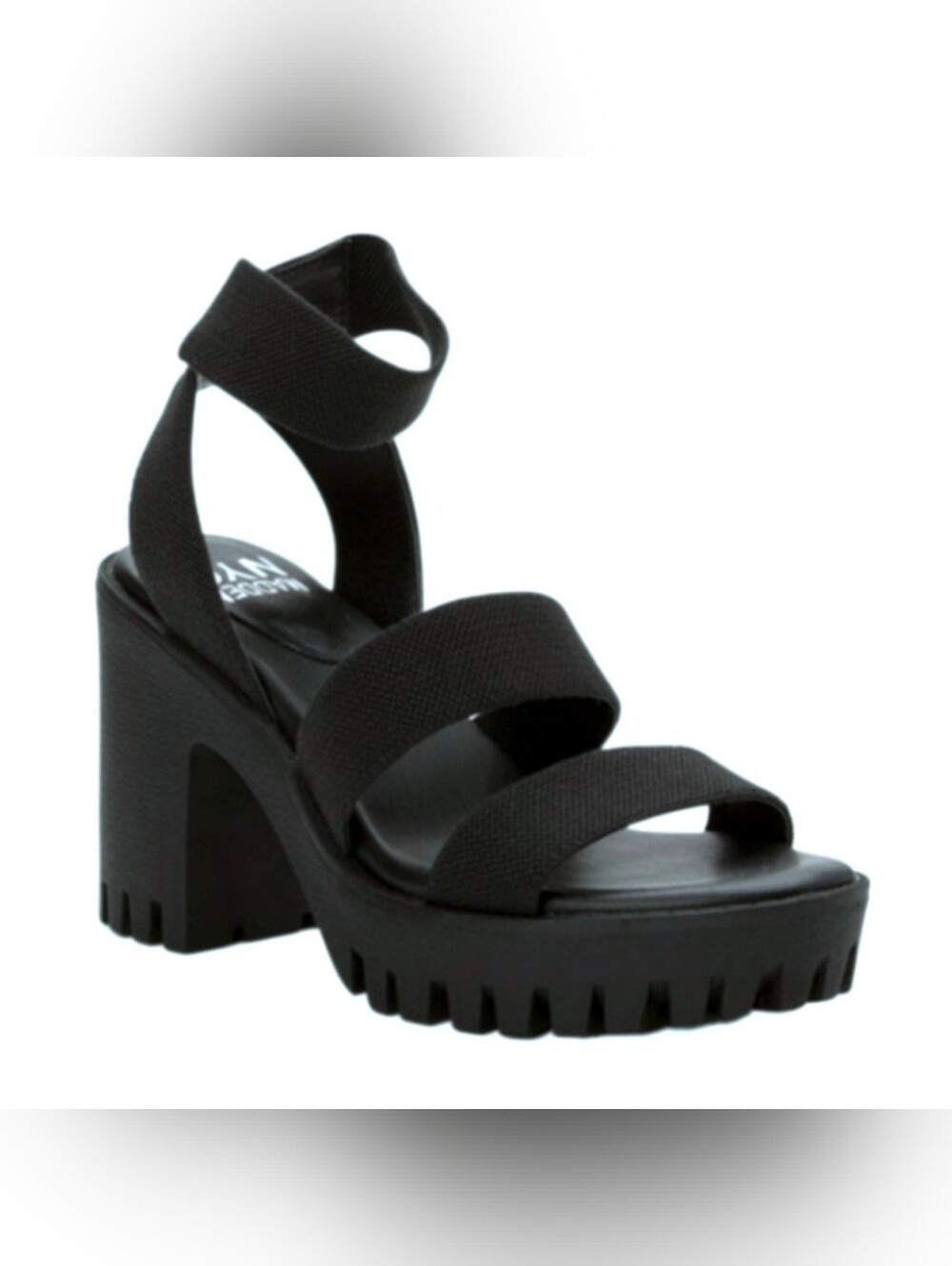 Madden NYC Y2K Inspired Blk 4" Lugged Heel Webbed Pl atform Sandals Sz 10 BNIB - Picture 14 of 17